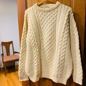 L.L. BEAN 100% Wool Irish Fisherman’s Sweater